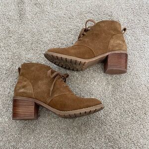 Susina Brown Heeled Lace Up Tie Bootie